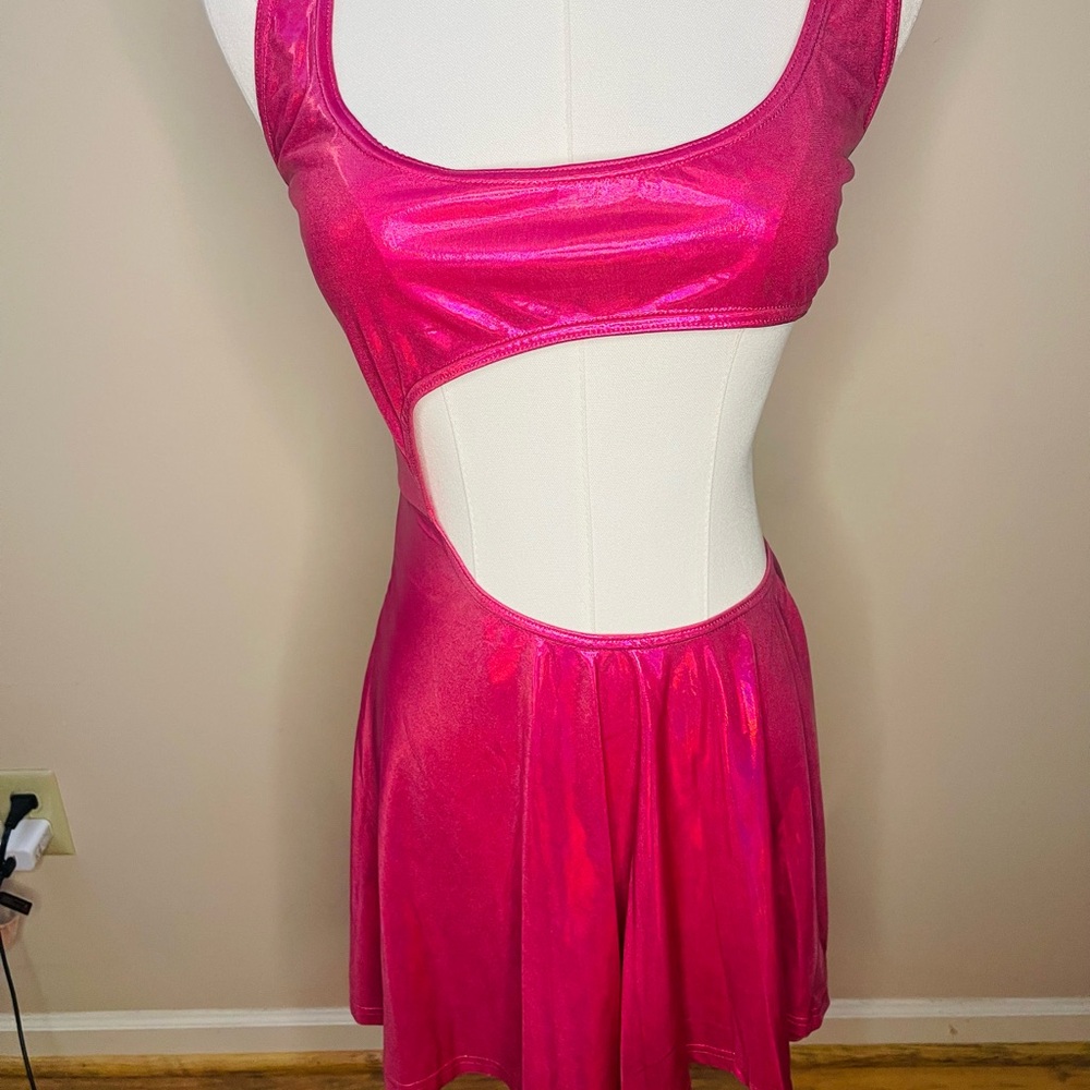DOLLS KILL - CLUB EXX DAZZLER dress NWT hot metallic pink - Picture 10 of 15